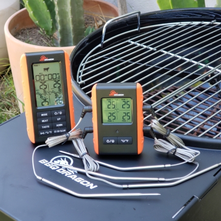 2 Piece Wireless Meat Thermometer with Remote, 4 High Temperature Probes