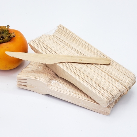 Heavy Duty Disposable Palm Leaf Plates Set with Wooden Forks and Wooden Knives