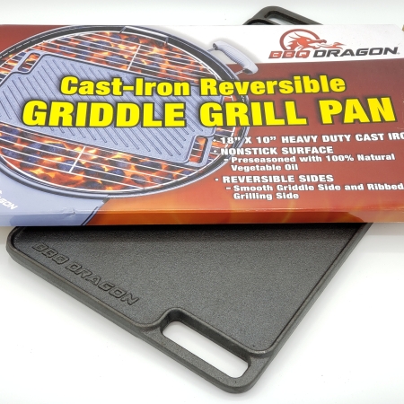 Heavy Duty, Double Sided Cast Iron Reversible Griddle Grill Pan