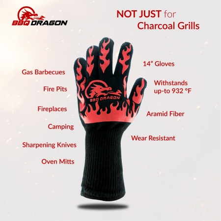 BBQ Dragon Ultimate Grill Accessories Set - Rolling Grill Basket Bundle with Extreme Heat Resistant Gloves - Heavy Duty & Durable BBQ Tools